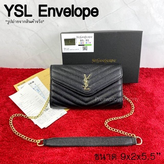 กระเป๋าสะพาย WOC Envelope สีดำ อะไหล่ทอง ขนาด 9 นิ้ว  *** พร้อมส่ง