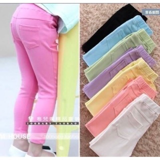 สินค้าพร้อมส่ง (รุ่นนี้ขายดีมาก ลงเพิ่ม 200 +++ตัวค่ะ)  กางเกงขายาวผ้ายืดเด็ก ปลายขาเดป ผ้าดี ยืดดีมากคะ