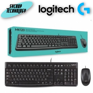 เมาส์+คีย์บอร์ด Logitech MK120 Wired USB Keyboard Mouse Desktop Combo สินค้าศูนย์ เช็คสินค้าก่อนสั่งซื้อ