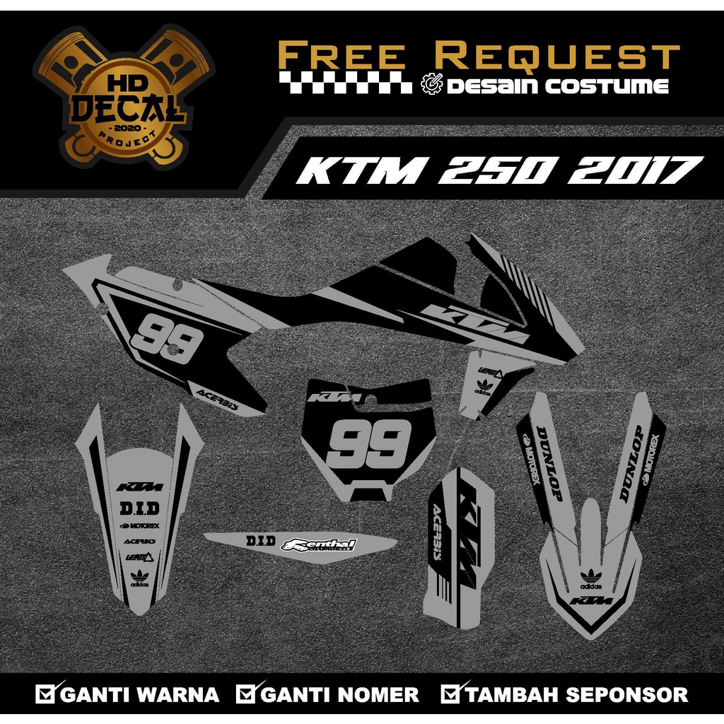 DECAL KTM 250 SXF 2017 SUPERGLOSSY PREMIUM ออกแบบฟรี
