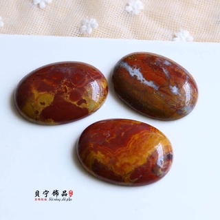 Natural red plum agate ring surface 30*40mm natural stone patch veneer handmade DIY braided rope bag stone accessories