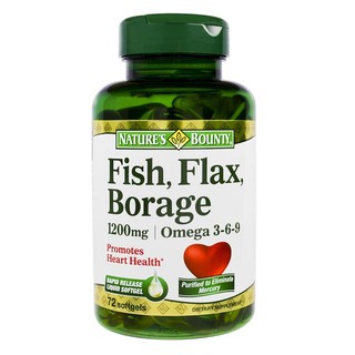 Natures Bounty, Fish, Flax, Borage, Omega 3-6-9, 1,200 mg, 72 Softgels