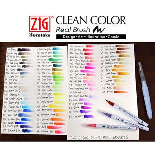 [part 1/4 no.001-034] Zig clean color real brush I ปากกาหัวพู่กันแยกขายด้ามเดี่ยว