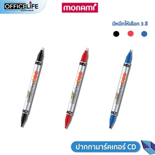 ปากกามาร์คเกอร์ เขียนซีดีCD ซองไปรษณีย์ โลหะ แก้ว 2หัว Monami twin name pen