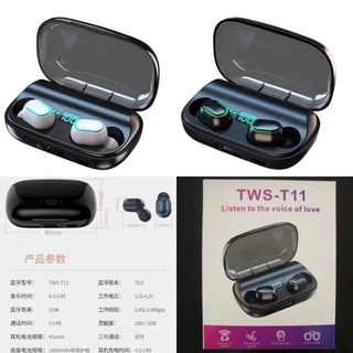 🔥NEW🔥Wireless bluetooth 5.0 headset TWS headset T11 stereo call headset Battery display TWSหูฟังสเตอริโอ T11