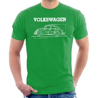 เสื้อยืด ผ้าฝ้าย พิมพ์ลาย Volkswagen Beetle สีขาว สําหรับผู้ชาย