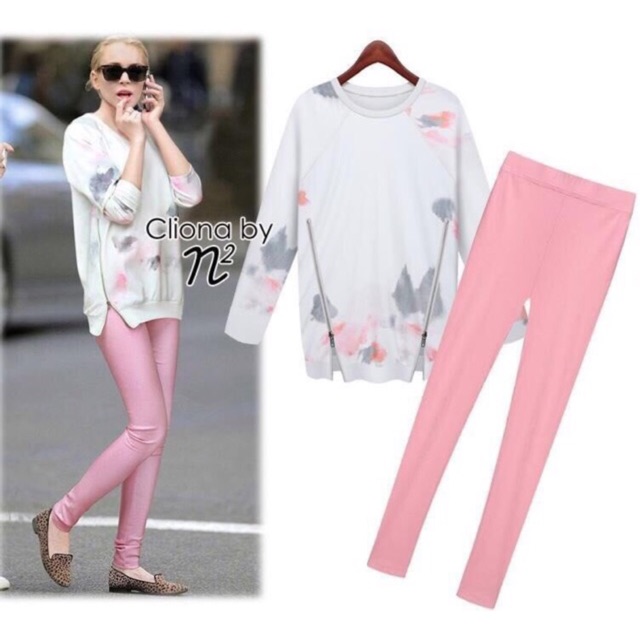 X719 A3 Set เสื้อ+กก ของใหม่ ป้าย Seoul Secret  เสื้ออก 39-40 ยาว 27"/กกเอว 23-24/สะโพก 29-30 ยาว 37