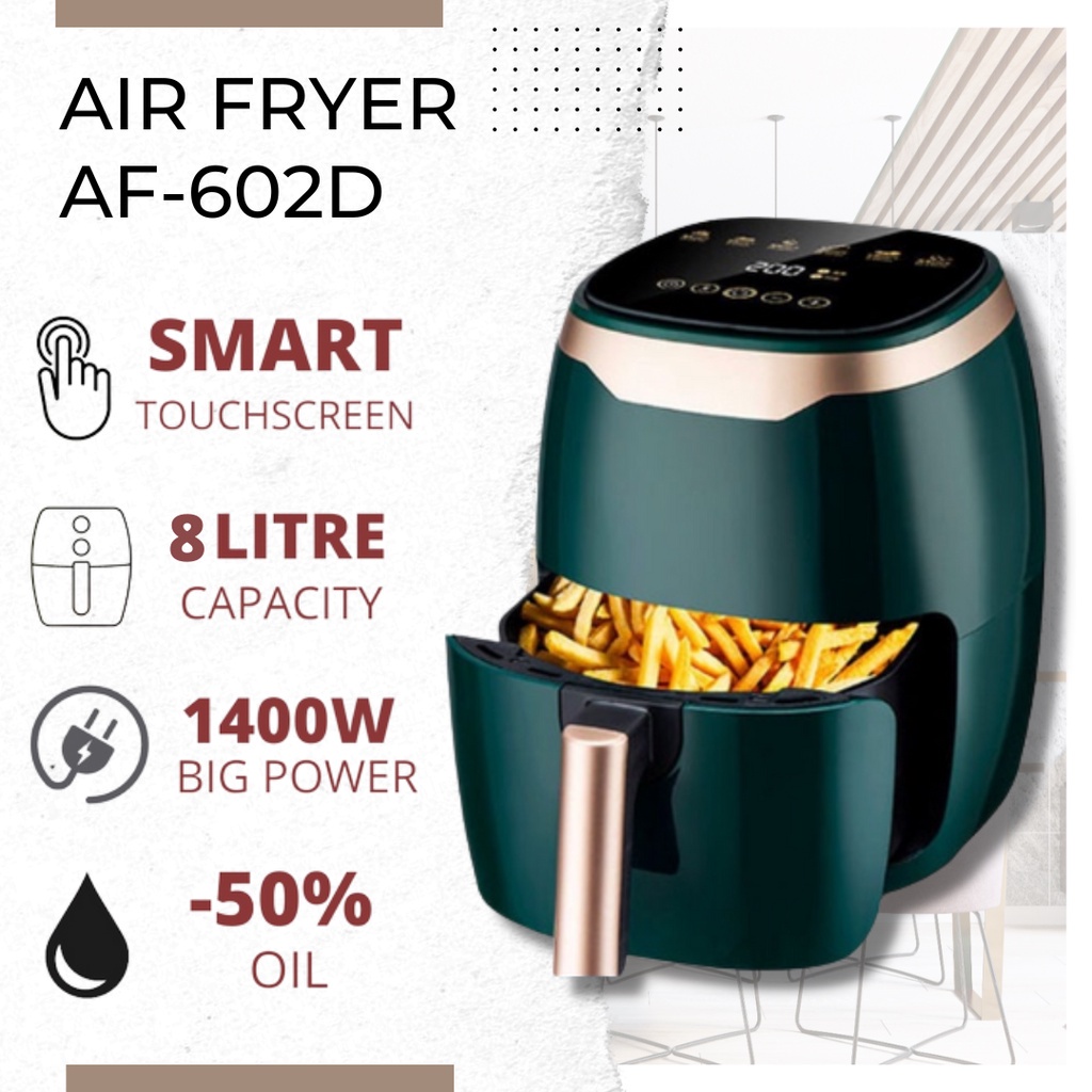 ✨Airfryer AF 602D 8L  Air Fryer ✨หม้อทอดอากาศความจุสูงขนาดใหญ่ เครื่องทอดไร้น้ำมัน รับประกัน 5 ปี