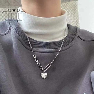 สร้อยคอโลหะผสมเงินจี้รูปหัวใจสไตล์พังก์