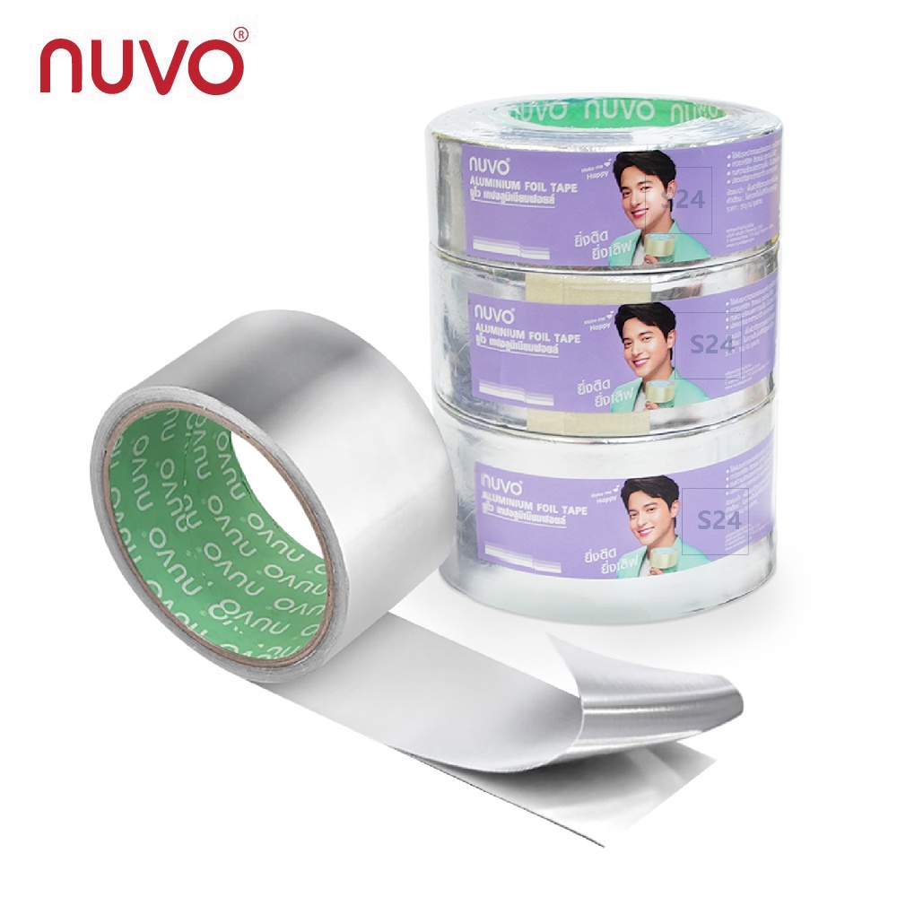 เทปอลูมิเนียมฟอยล์ เทปอลูมิเนียม เทปปะหม้อ Nuvo 36 มม. / 48มม. / 60มม. ความยาว 30 หลา (1 ม้วน) นูโว 