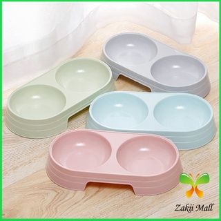 Zakii Mall ชามข้าวแมว ชามข้าวหมา  แบบ 2 หลุม 2 Size ชามใส่น้ำ และอาหาร Pet bowl