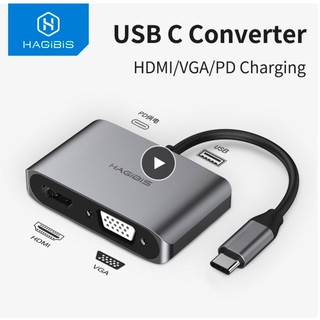 สินค้าพร้อมส่งkerry express จาก กทม Hagibis รุ่น CHV2-PD USB TypeC to HDMI 4k VGA