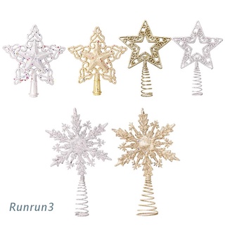 RUN ของตกแต่งยอดต้นคริสต์มาส ทรงดาว 5 แฉก เกล็ดหิมะ กลวง แต่งกลิตเตอร์ 3D สำหรับแขวนตกแต่งบ้าน วันหยุด เทศกาล ปาร์ตี้