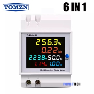 6IN1 TOMZN Din Rail AC Monitor 220V 380V 100A แรงดันไฟฟ้า Power Factor Active KWH ไฟฟ้าพลังงานความถี่ VOLT AMP