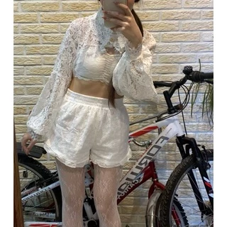 (🎉พร้อมส่ง🎉) เสื้อคลุมไหล่ แขนยาว ลายลูกไม้ สำหรับผู้หญิง น่ารักมาก