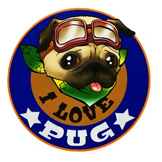 BOA413 สติกเกอร์ติดรถ I love pug สติ๊กเกอร์ติดรถสวยๆ Sticker