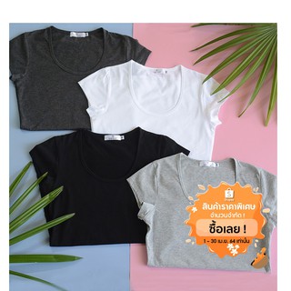 เสื้อยืดเกรดพรีเมี่ยม เสื้อยืดสีล้วน Cotton 100% เสื้อผ้าแฟชั่นผู้หญิง เสื้อคอ U เสื้อยืดแขนสั้น เสื้อยืด
