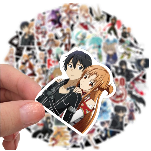พร้อมส่ง สติกเกอร์ กันน้ำ ลาย SAO ลายแตกต่างกัน 50 ชิ้น/ชุด Sword Art Online