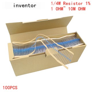 ตัวต้านทานฟิล์มโลหะ 1/4W 1% 1R -20R 1R 1.5R 2.2R 2.7R 3.3R 3.9R 4.7R 5.1R 6.2 6.8 7.5 8.2 10R 12R 15R 18R 20R โอห์ม 100 ชิ้น