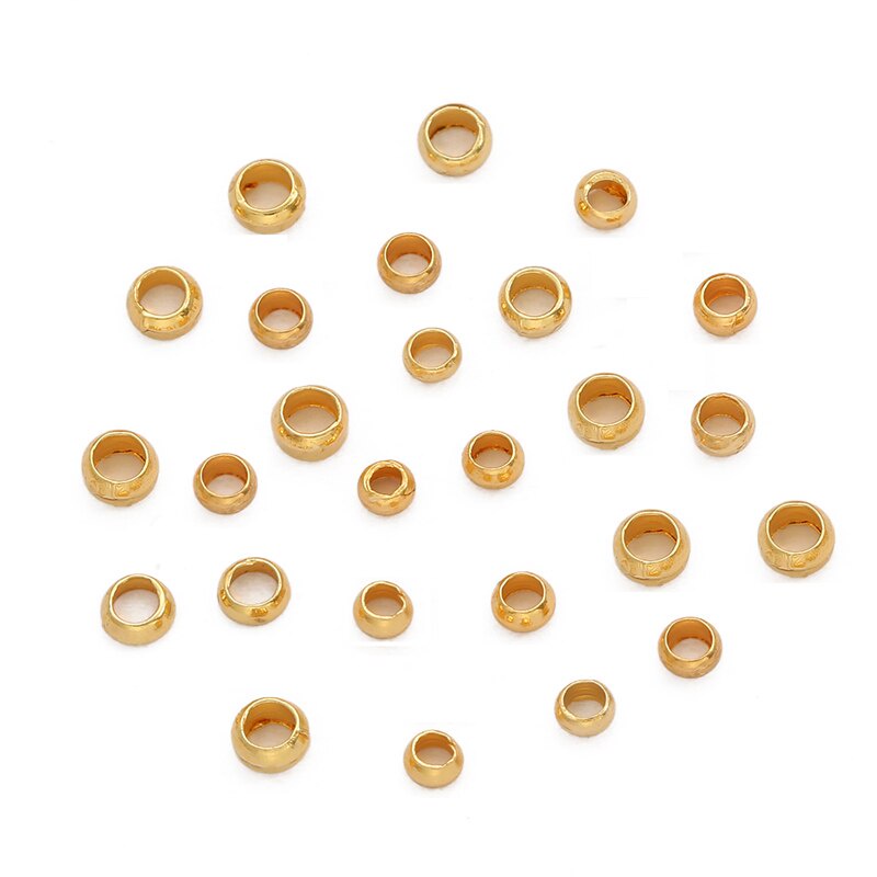 100 ชิ้น 2.5 มิลลิเมตร/3 มิลลิเมตร 18 พันทองทองแดง Ball Crimp End Stopper Spacer ลูกปัดสําหรับ DIY สร้อยคอสร้อยข้อมือเครื่องประดับทํา
