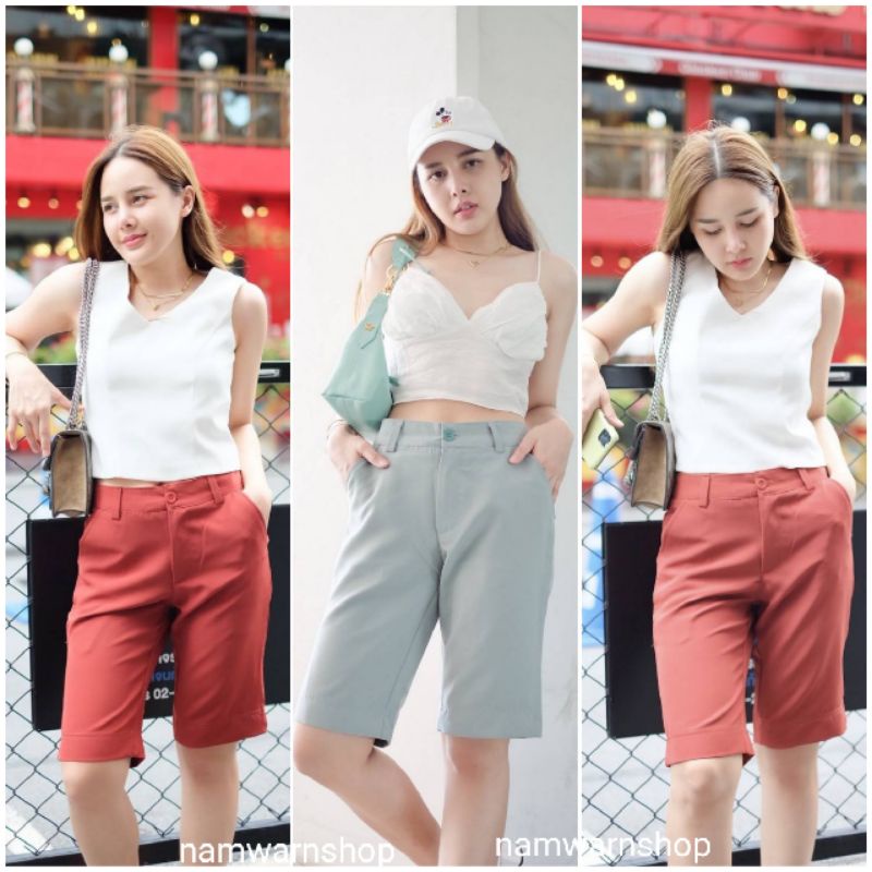 ลดราคา 🦩กางเกงขา3ส่วน [M-48+] นาโน ผ้าไม่ต้องรีด ดูแลง่าย