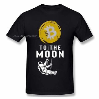 เสื้อยืดผ้าฝ้ายพิมพ์ลายขายดี เสื้อยืดแขนสั้น ผ้าฝ้าย พิมพ์ลาย Bitcoin To The Moon โอเวอร์ไซซ์ แฟชั่นสตรีท