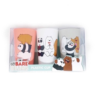 ขุดแก้วน้ำพลาสติกลายหมี We Bare Bears ชุดละสามลาย