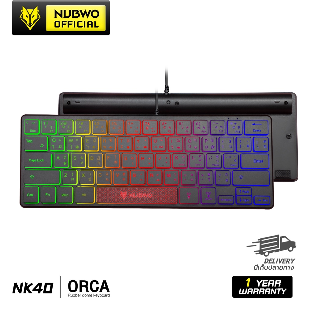 [สินค้ารับประกัน 1 ปี] Nubwo คีย์บอร์ดเกมมิ่ง NK40 ORCA Rubber Dome Switches ขนาด 60% ดีไซน์บาง พกพา