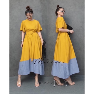 LoNa 2ToNES DReSS•• เดรสยาว2โทน ใครใส่ก็น่ารัก ดีเทลเก๋จับจีบนิดๆที่ช่วงไหล่ ช่วงแขนบานนิดๆ