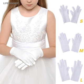 1 Pair Santas White Classic Gloves Formal Mittens Tactical Gloves Inspection Gloves Childrens Ceremonial Gloves Princess Magic Show Gloves Wedding Flower Girl Satin Gloves