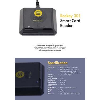 Rockey 301 เครื่องอ่านการ์ดอัจฉริยะ (สําหรับ Autocunt POS และ IRS POS)