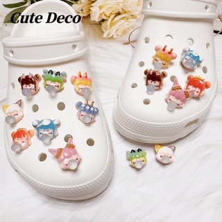 【 Cute Deco 】เด็กผู้หญิงตัวเล็กน่ารักเป่าฟอง (8 แบบ) ผมสีฟ้า / ผมสีชมพู จี้กระดุม Crocs / Jibbitz น่ารัก Croc รองเท้า DIY / วัสดุเรซิน เสน่ห์ สําหรับ DIY