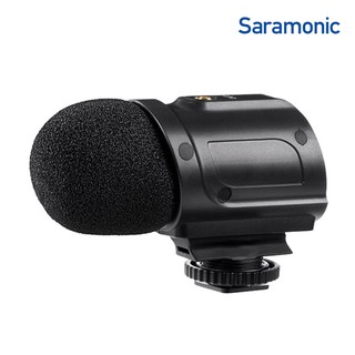 Saramonic Mini Stereo Condenser Microphone with Integrated Shockmount, Low- Cut Filter &amp; Battery-Free