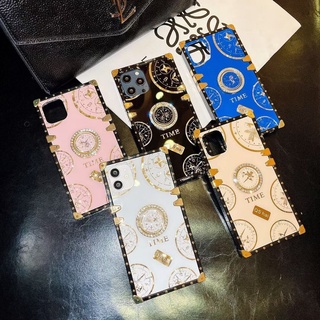 For Vivo Y91 Y95 Y91C Y85 Y9S S1 V19 V9 V15 V23E V23 Pro Fashion Clock Time Square Phone Case With Finger Ring Bracket