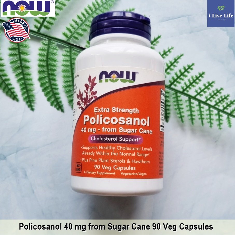 โพลิโคซานอล Extra Strength Policosanol 40 mg 90 Veg Capsules - Now Foods