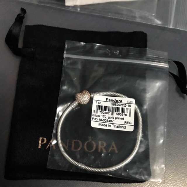 Pandora rose pave heart clasp blacelet