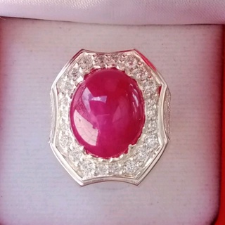 #ไซส์59 #แหวนชายทับทิมพม่าแท้ #Natural Cabochon Burma Ruby #เงินแท้925