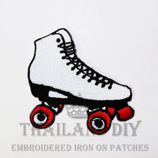 ตัวรีดติดเสื้อ งานปัก ลายการ์ตูน รองเท้า โรลเลอร์สเก็ต กีฬา ยุค 80s 90s  roller skate Patch WOP DIY ตัวรีด อาร์มติดเสื้อ