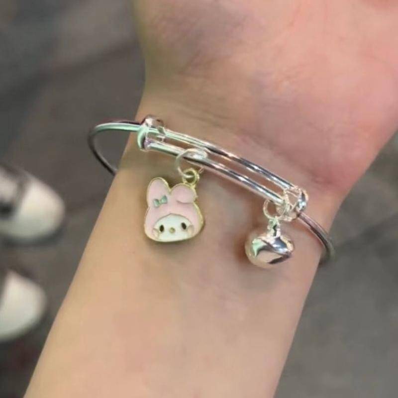 SANRIO สร้อยข้อมือเงิน ลายการ์ตูนสุนัข Cinnamon Melody Kuromi น่ารัก เหมาะกับของขวัญวันเกิด สําหรับเด็กผู้หญิง และนักเรียน