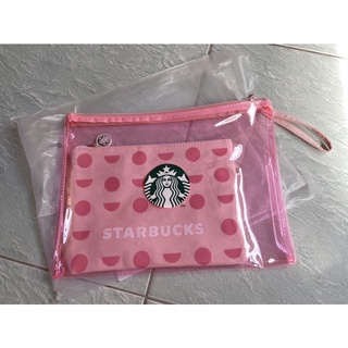 กระเป๋าอเนกประสงค์ Starbucks ลายจุดสีชมพู ของแท้ชัวร์