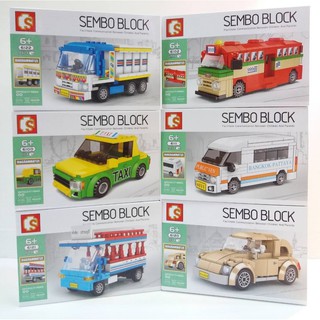 SEMBO BLOCK VEHICLES SET 6 pcs #6120, 6121, 6100, 6111, 6122, 6102