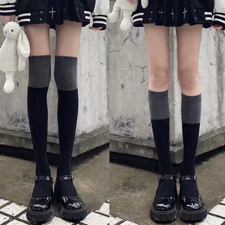 Over The Knee Socks Female Black Gray Matching Calf Socks Winter Long Thigh Highs Socks Jk College Style Uniform Socks