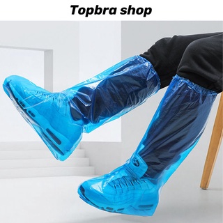 Topbra_shop 10คู่ Disposable ถุงครอบรองเท้ากันฝน กันเปียก กันลื่น สำหรับสวมรองเท้า CDD29