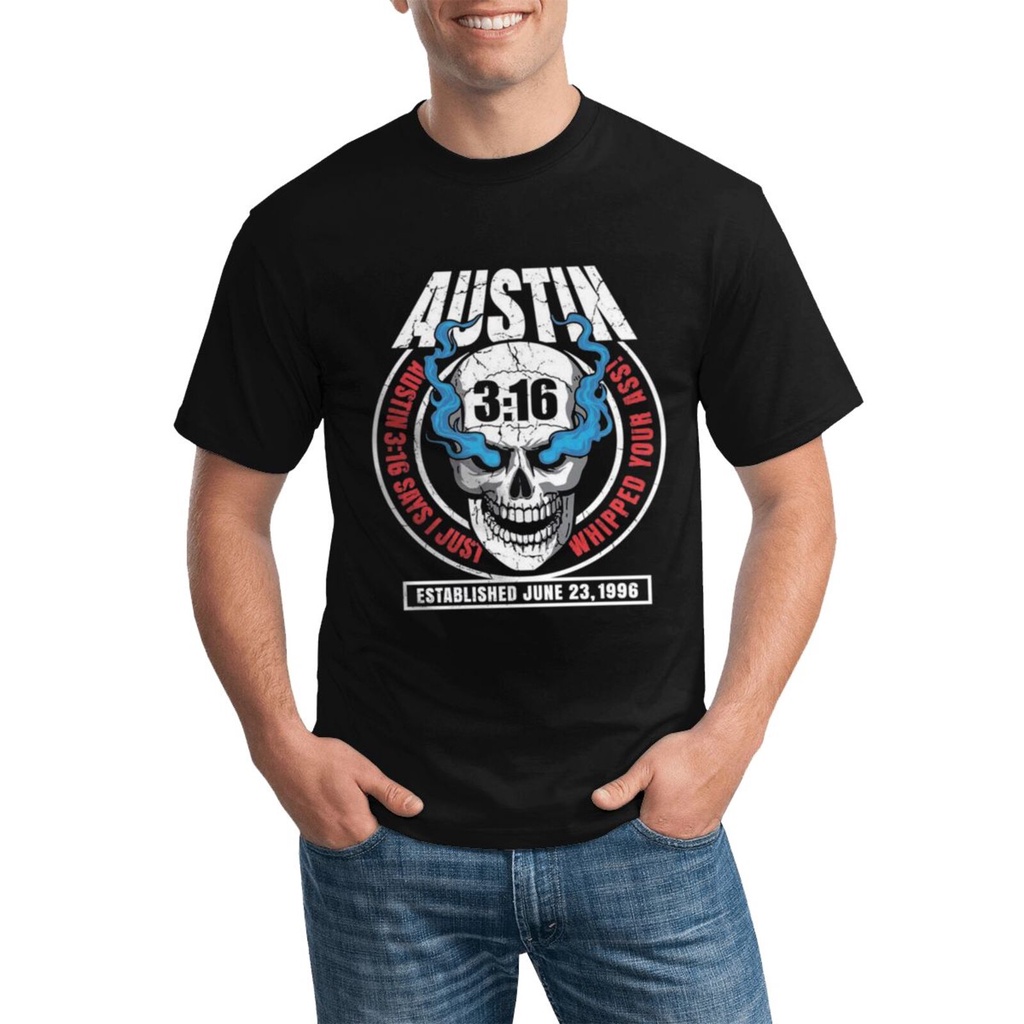 แฟชั่นผ้าฝ้าย 100% เสื้อยืดหินเย็น Steve Austin Kotor Established 1996 Gildan สีต่างๆที่มีอยู่