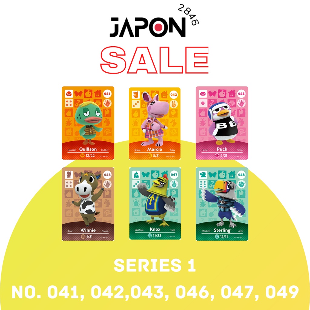 Animal Crossing Amiibo cards Series 1 No.041, 042, 043, 046, 047, 049