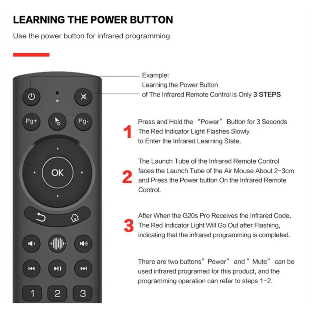 G20S PRO เมาส์ไร้สาย 2.4G Wireless Air Mouse + Voice Search (มีไฟLEDเปิด-ปิดได้)