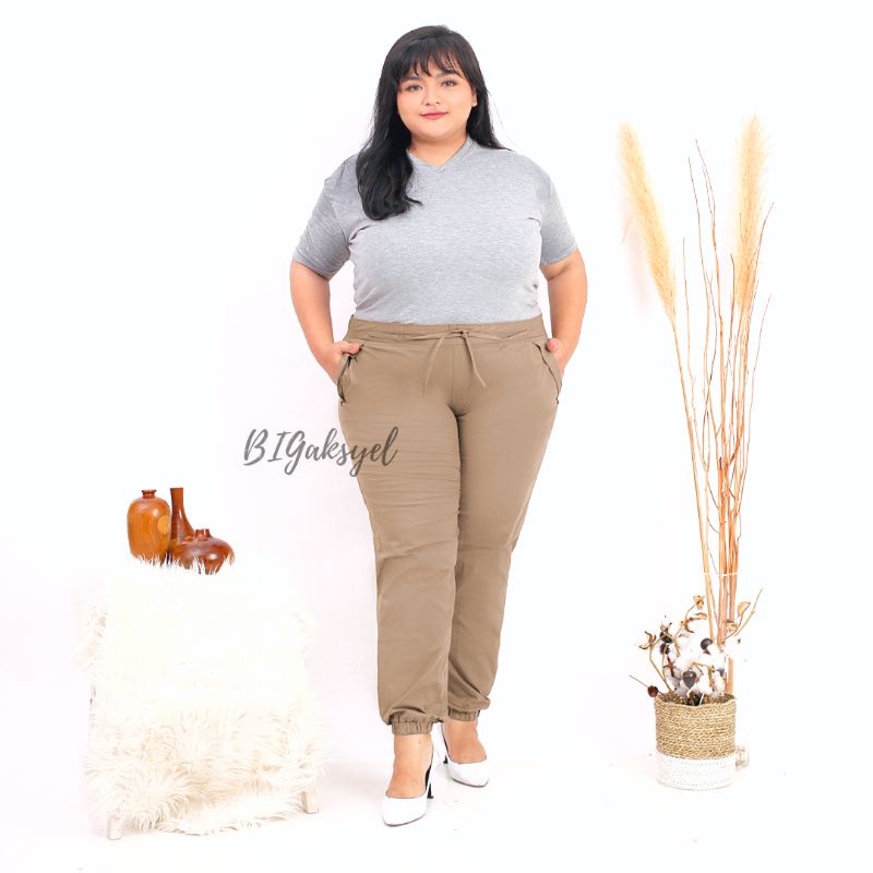 Katun [BIGaksyel] jogger Pants<STONE> : 5XL, 4XL, 3XL, 2XL, XL, STD /จัมโบ้ bigsize plussize jogger 