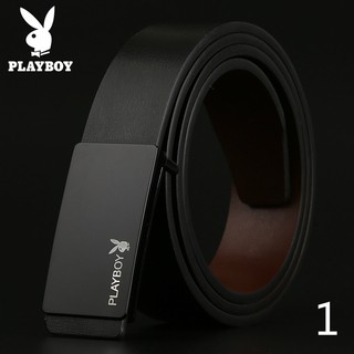 เพียง 12.12 !!!PLAYBOY เข็มขัดแบรนด์เนมที่มีชื่อเสียงของผู้ชายที่มีชื่อเสียง 100% คุณภาพดีหนังวัวแท้ Cowskin แท้ราคาถูก