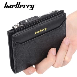 Baellerry กระเป๋าสตางค์หนัง PU สําหรับผู้ชายแบบสั้นสไตล์เกาหลี Multi-Card License Holder Gold Logo RFID