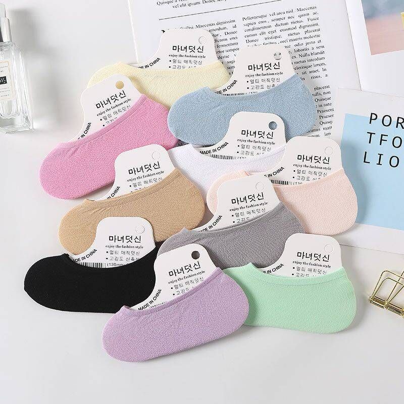 (พร้อมส่ง)ถุงเท้าคัทชูข้อสั้น เนื้อผ้าแบบถุงน่อง